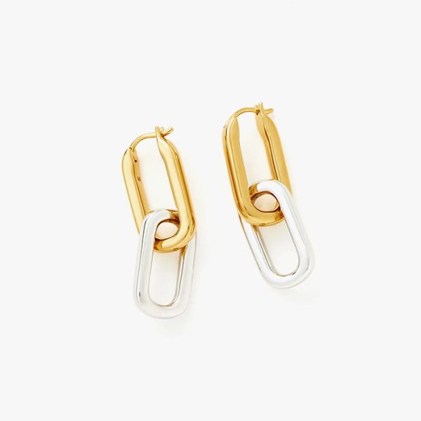 Ovate Double Link Hoop Earrings