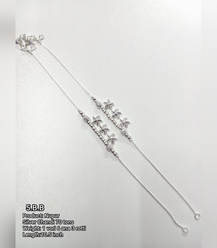 anklet-70tons-1-vori-6-ana-3-rotti-19 Silver Nupur (Anklet) — 70 Tons, 10.5 inch (1 vori 6 ana 3 rotti) - Image 1