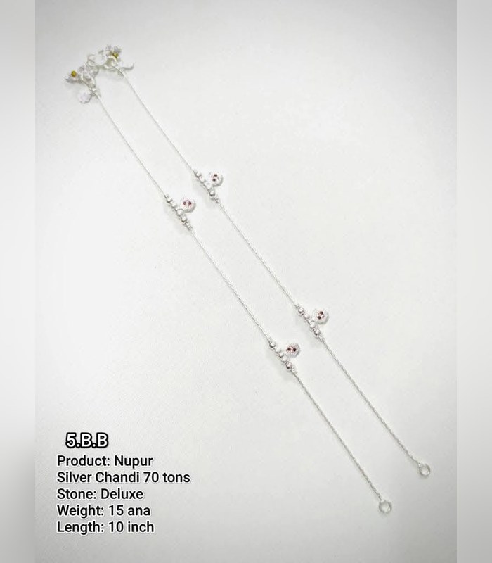 anklet-70tons-15-ana-15 Silver Nupur (Anklet) — 70 Tons, Deluxe, 10 inch (15 ana) - Image 1