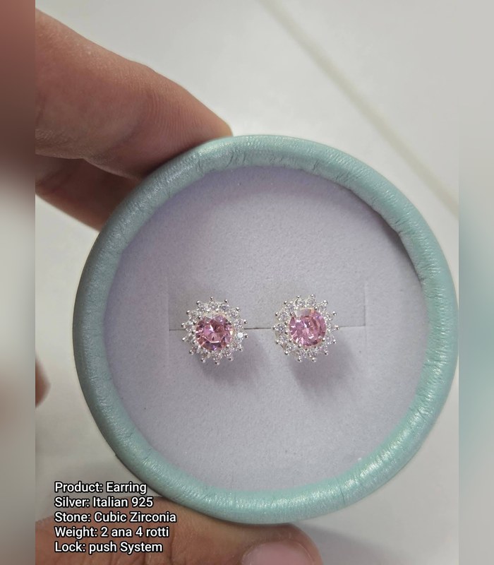earring-925-2-ana-4-rotti-4 Silver Earring — 925 Italian, Cubic Zirconia (2 ana 4 rotti) - Image 1