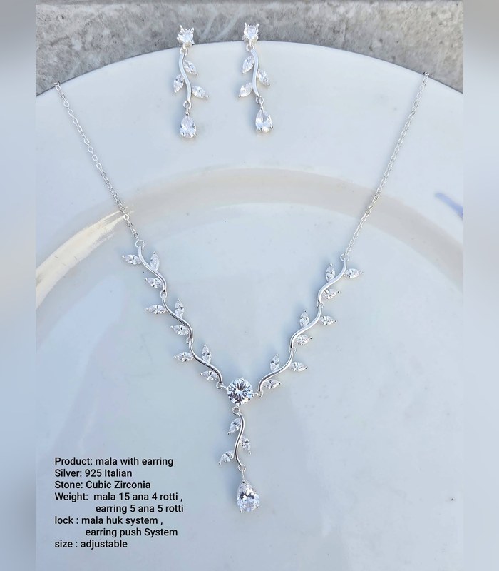 set-925-15-ana-4-rotti-1 Silver Jewellery Set — 925 Italian, Cubic Zirconia, Adjustable (15 ana 4 rotti) - Image 1