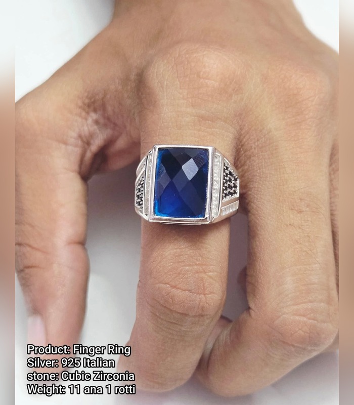 silver-finger-ring-925-italian-cubic-zirconia-25 Silver Finger Ring — 925 Italian, Cubic Zirconia (11 ana 1 rotti) - Image 1