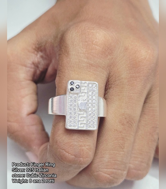 silver-finger-ring-925-italian-cubic-zirconia-29 Silver Finger Ring — 925 Italian, Cubic Zirconia (8 ana 2 rotti) - Image 1