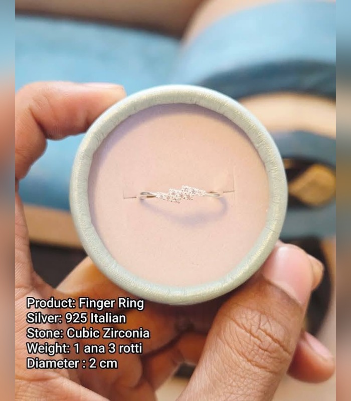 silver-finger-ring-925-italian-cubic-zirconia-diameter-2-cm-41 Silver Finger Ring — 925 Italian, Cubic Zirconia, Diameter 2 cm (1 ana 3 rotti) — Design 3 - Image 1