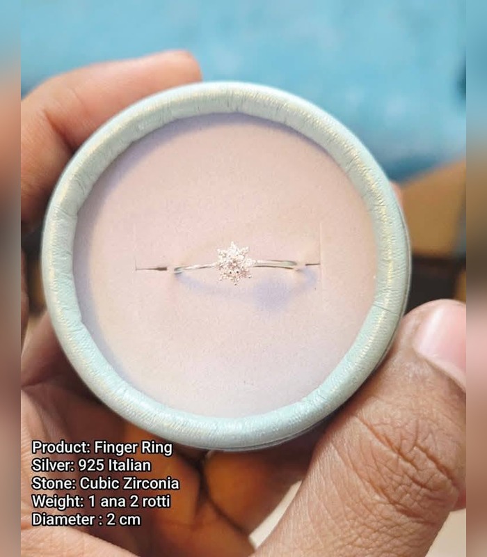 silver-finger-ring-925-italian-cubic-zirconia-diameter-2-cm-42 Silver Finger Ring — 925 Italian, Cubic Zirconia, Diameter 2 cm (1 ana 2 rotti) - Image 1
